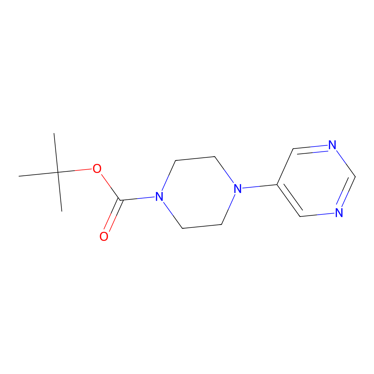 tert-Butyl 4-(pyrimidin-5-yl)piperazine-1-carboxylate molecular structure, CAS 634468-96-5