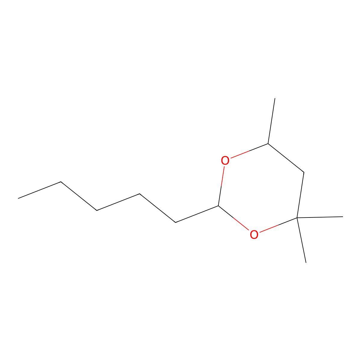 1,3-Dioxane, 4,4,6-trimethyl-2-pentyl- molecular structure, CAS 63449-89-8