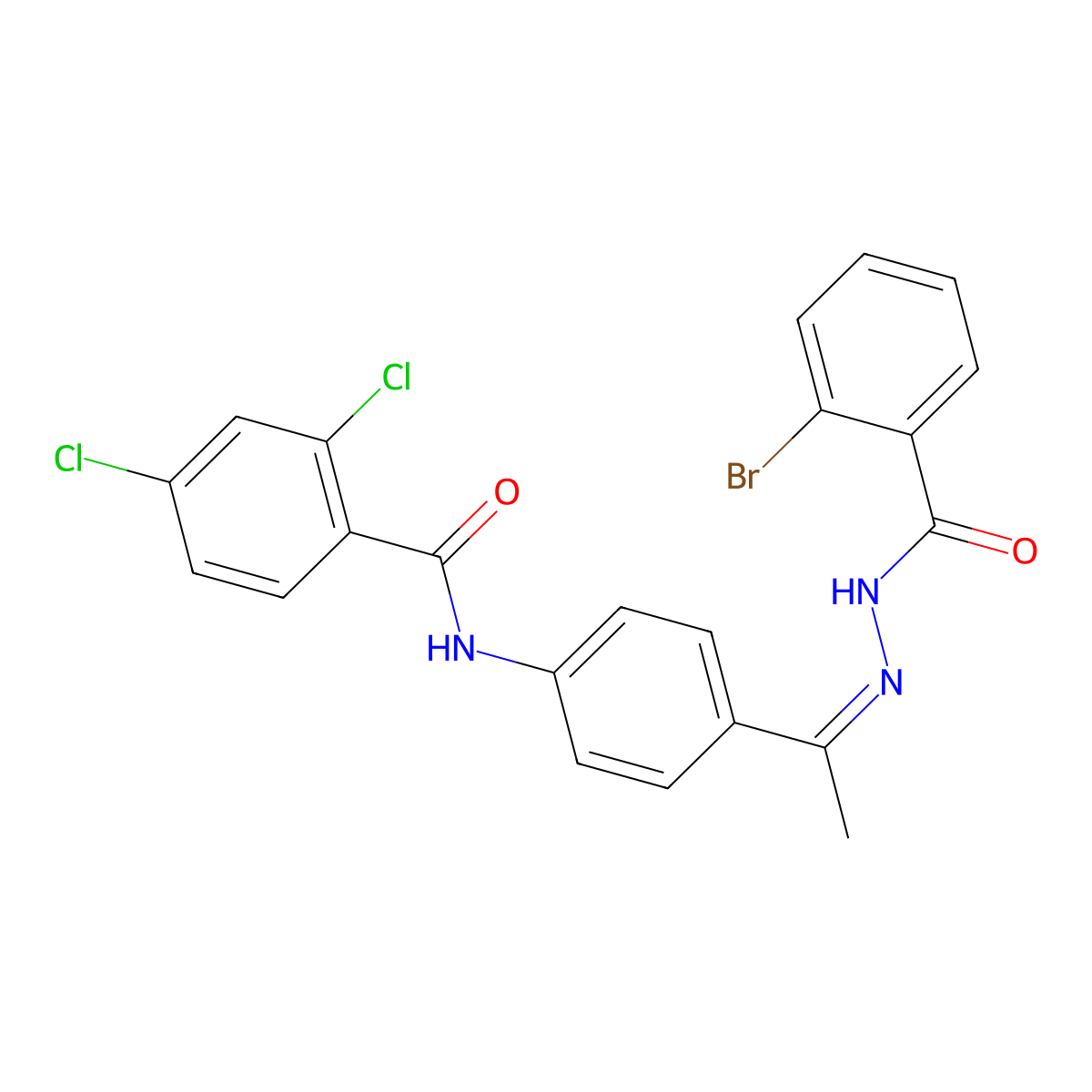 N-(4-{1-[2-(2-Bromobenzoyl)hydrazinylidene]ethyl}phenyl)-2,4-dichlorobenzamide molecular structure, CAS 6345-15-9