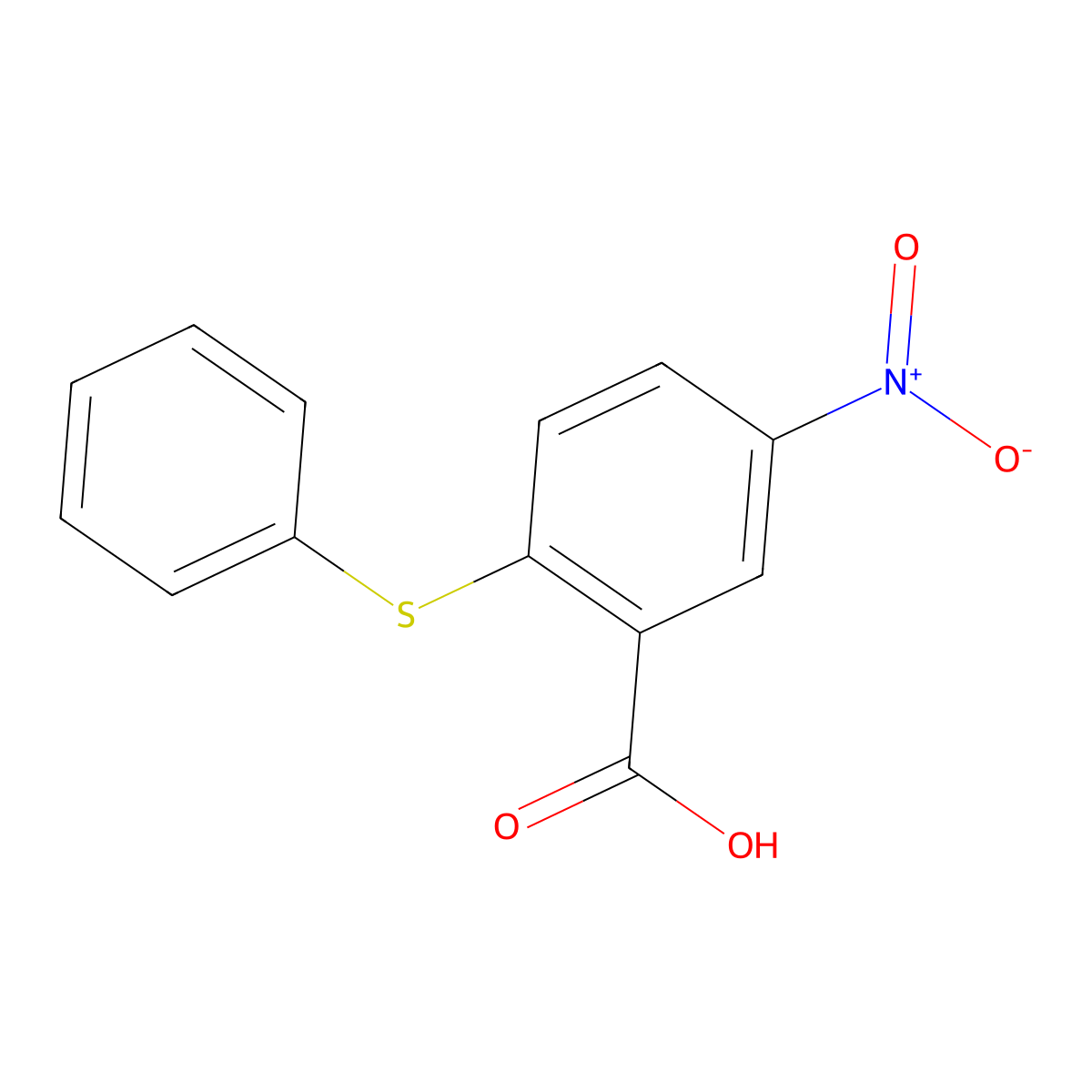 5-Nitro-2-(phenylthio)benzoic acid molecular structure, CAS 6345-67-1