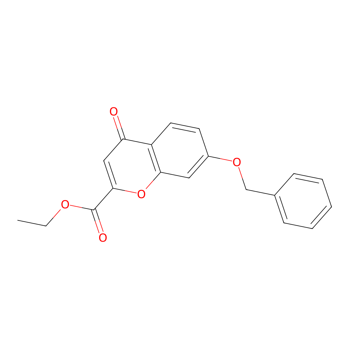 4H-1-Benzopyran-2-carboxylic acid, 4-oxo-7-(phenylmethoxy)-, ethyl ester molecular structure, CAS 6345-73-9