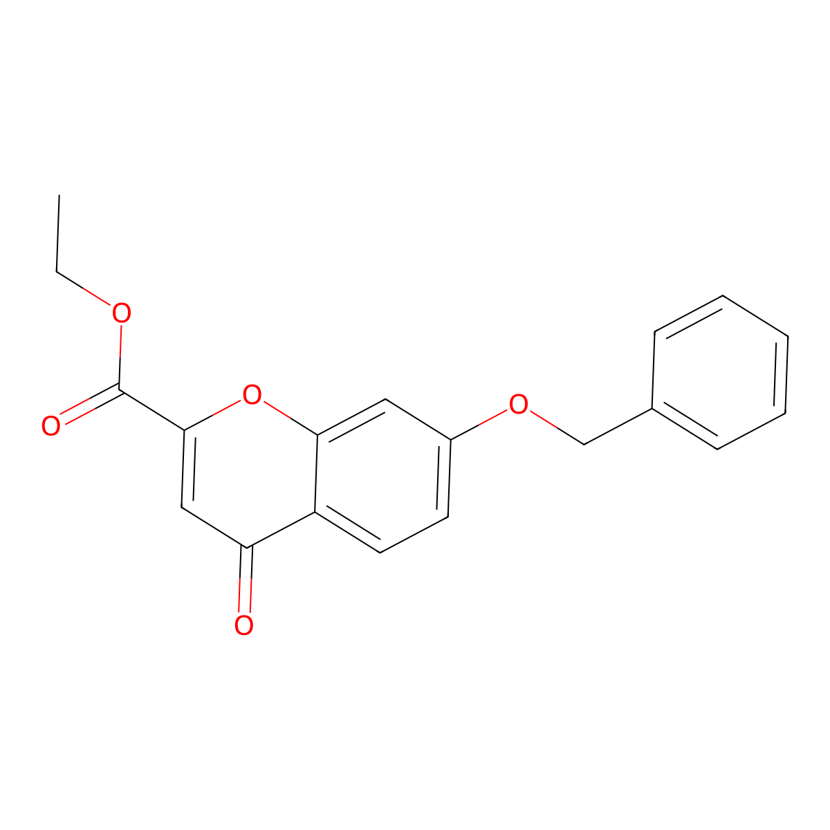 4H-1-Benzopyran-2-carboxylic acid, 4-oxo-7-(phenylmethoxy)-, ethyl ester molecular structure, CAS 6345-73-9