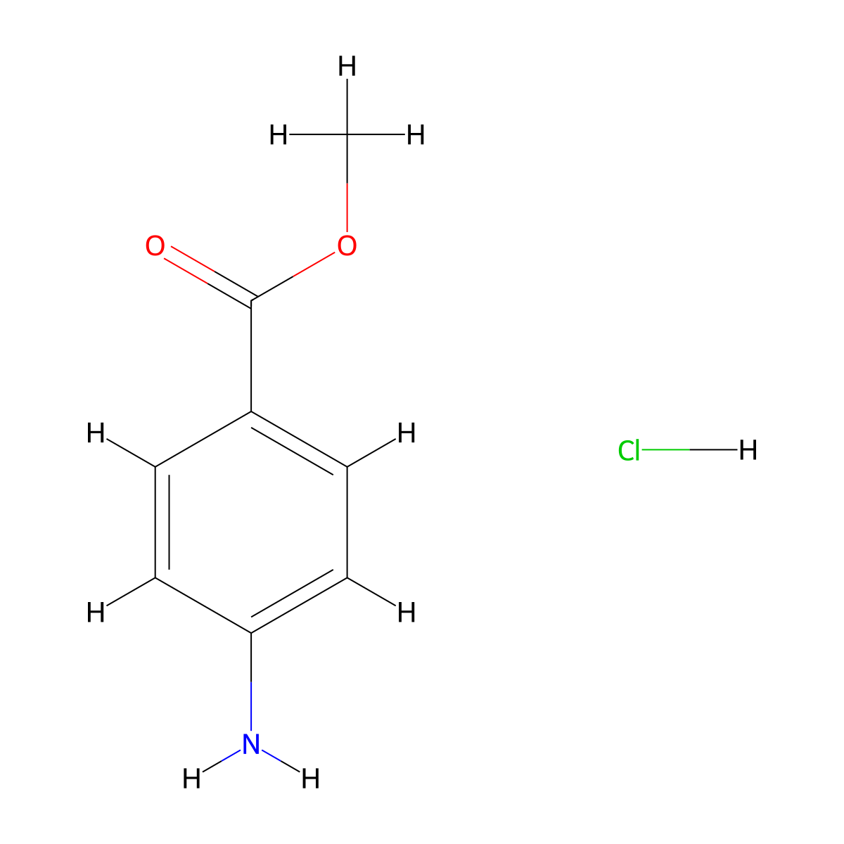 Benzoic acid, 4-amino-, methyl ester, hydrochloride (1:1) molecular structure, CAS 63450-84-0