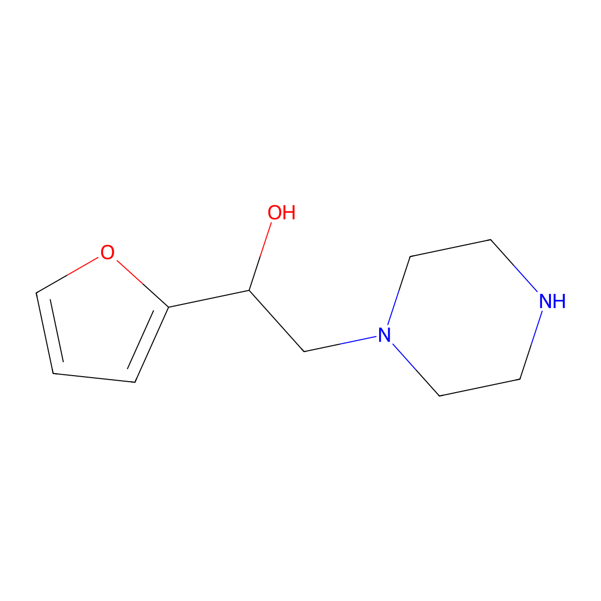 1-(Furan-2-yl)-2-(piperazin-1-yl)ethan-1-ol molecular structure, CAS 634559-51-6
