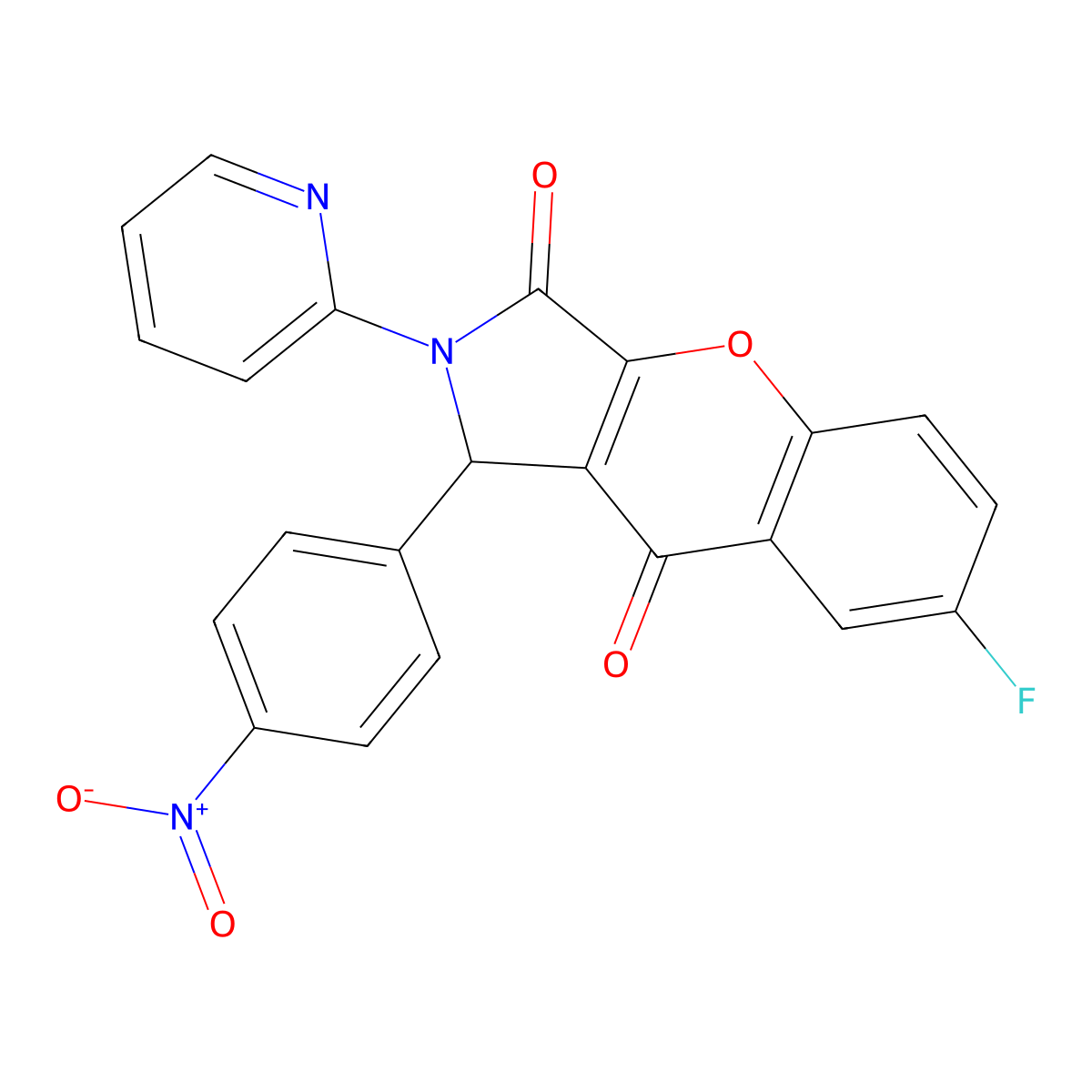 7-Fluoro-1-(4-nitrophenyl)-2-(pyridin-2-yl)-1,2-dihydrochromeno[2,3-c]pyrrole-3,9-dione molecular structure, CAS 634569-36-1