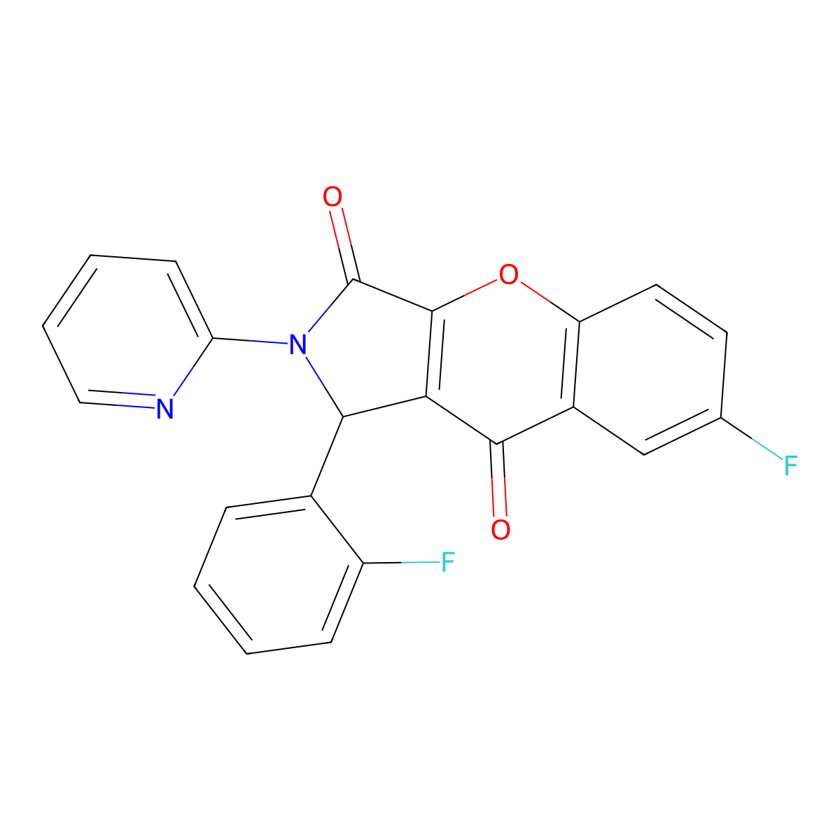 7-Fluoro-1-(2-fluorophenyl)-2-(pyridin-2-yl)-1,2-dihydrochromeno[2,3-c]pyrrole-3,9-dione molecular structure, CAS 634569-62-3