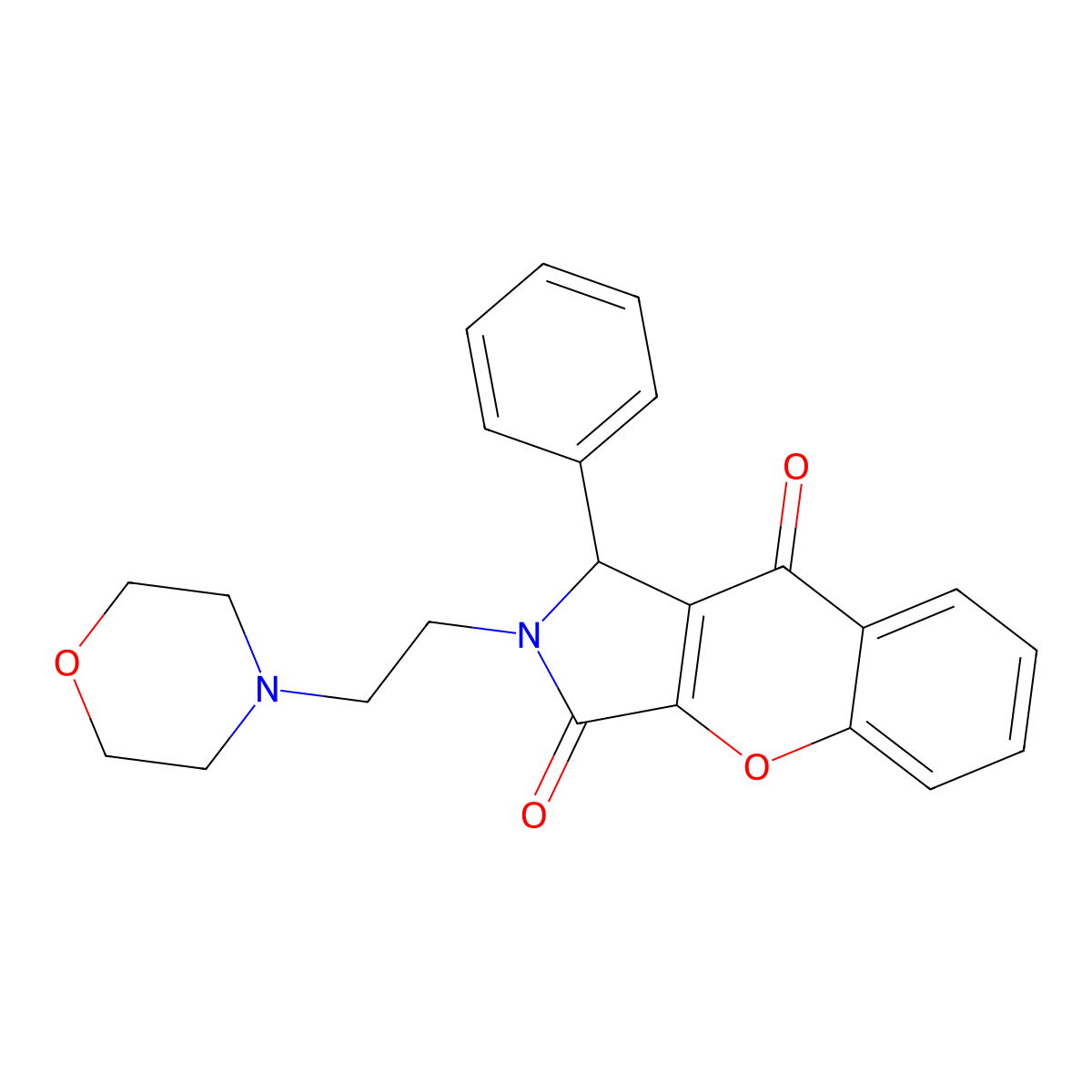 2-(2-Morpholinoethyl)-1-phenyl-1,2-dihydrochromeno[2,3-c]pyrrole-3,9-dione molecular structure, CAS 634573-52-7