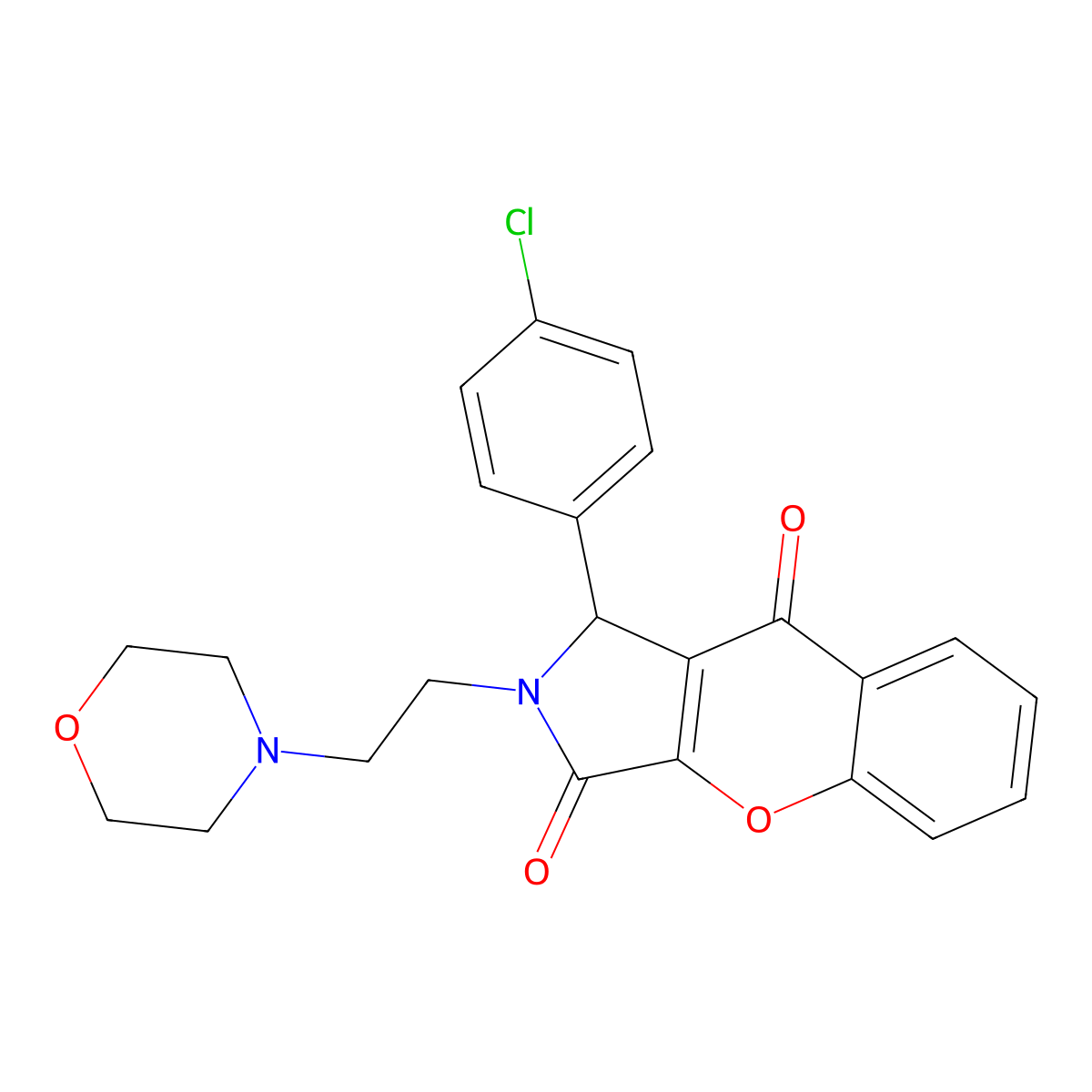 1-(4-Chlorophenyl)-2-(2-morpholinoethyl)-1,2-dihydrochromeno[2,3-c]pyrrole-3,9-dione molecular structure, CAS 634573-53-8