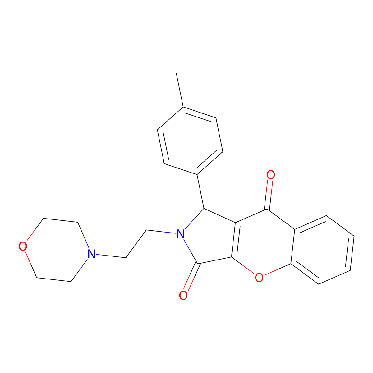 2-(2-Morpholinoethyl)-1-(p-tolyl)-1,2-dihydrochromeno[2,3-c]pyrrole-3,9-dione molecular structure, CAS 634573-54-9
