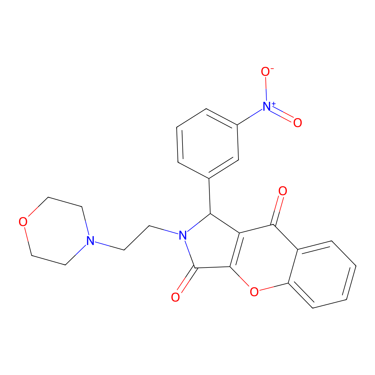 2-(2-morpholin-4-ylethyl)-1-(3-nitrophenyl)-1H-chromeno[2,3-c]pyrrole-3,9-dione molecular structure, CAS 634573-55-0