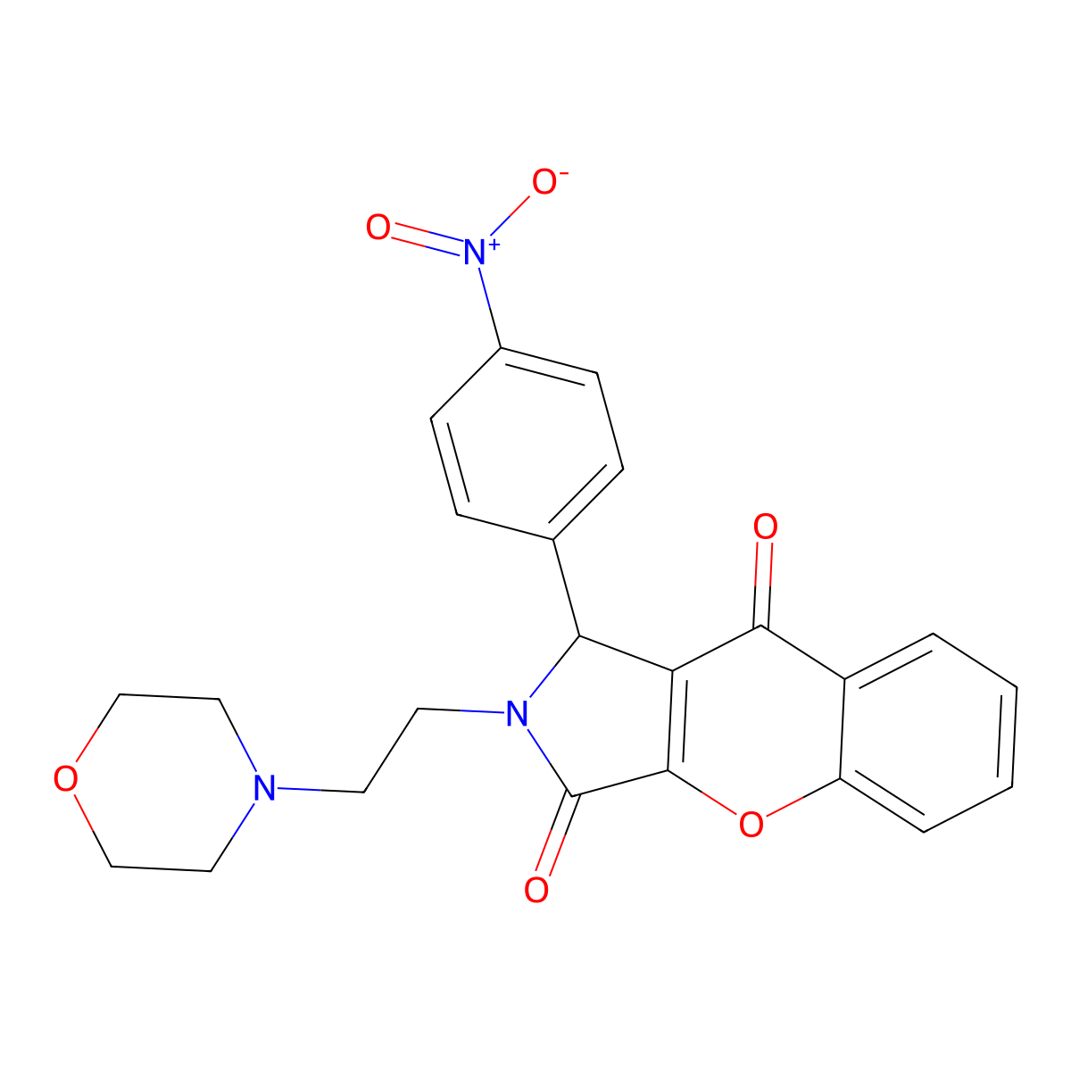 2-(2-Morpholinoethyl)-1-(4-nitrophenyl)-1,2-dihydrochromeno[2,3-c]pyrrole-3,9-dione molecular structure, CAS 634573-57-2