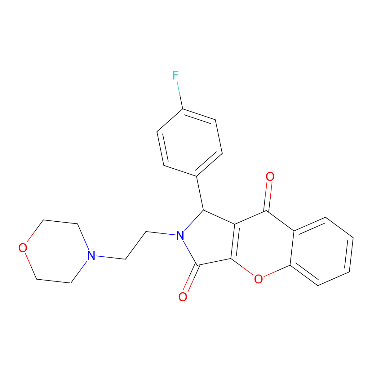 1-(4-Fluorophenyl)-2-(2-morpholinoethyl)-1,2-dihydrochromeno[2,3-c]pyrrole-3,9-dione molecular structure, CAS 634573-58-3