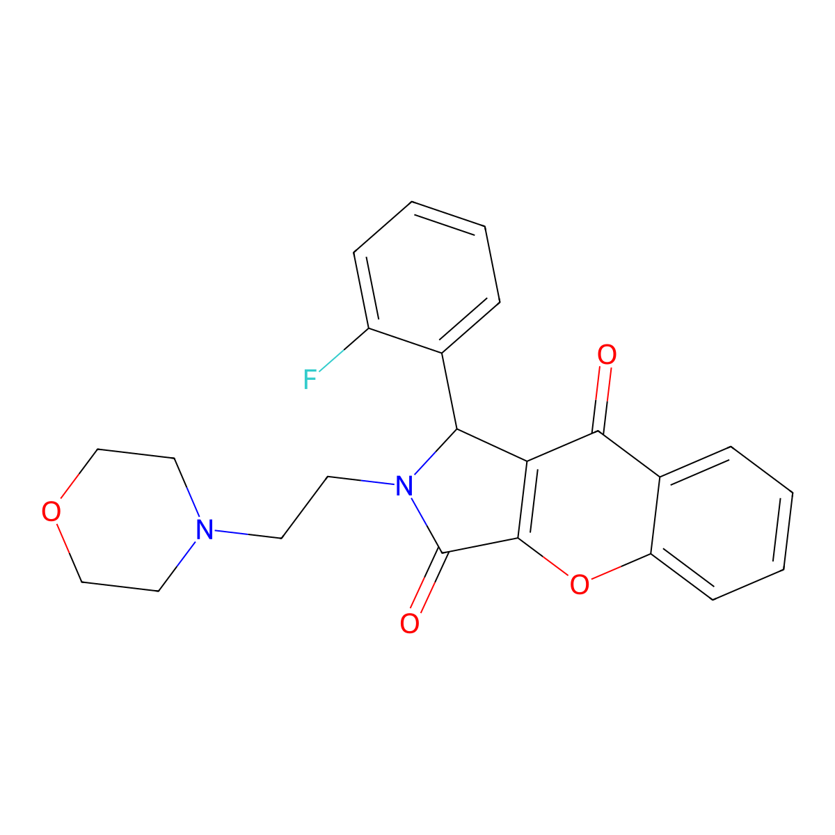 1-(2-Fluorophenyl)-2-(2-morpholinoethyl)-1,2-dihydrochromeno[2,3-c]pyrrole-3,9-dione molecular structure, CAS 634573-83-4