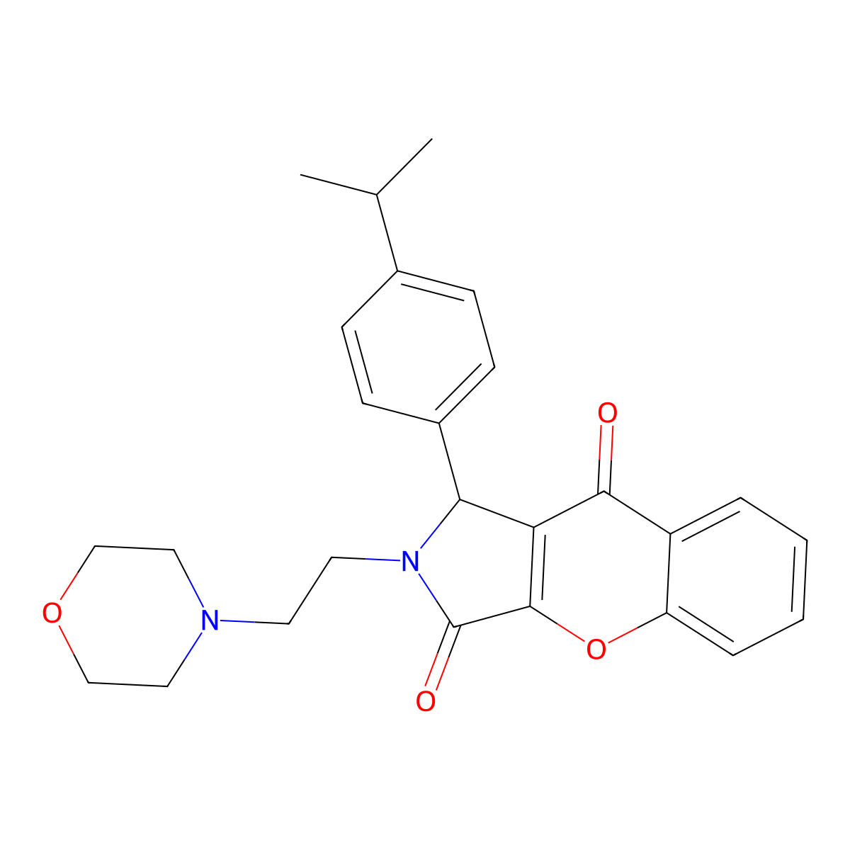 1-(4-Isopropylphenyl)-2-(2-morpholinoethyl)-1,2-dihydrochromeno[2,3-c]pyrrole-3,9-dione molecular structure, CAS 634574-02-0