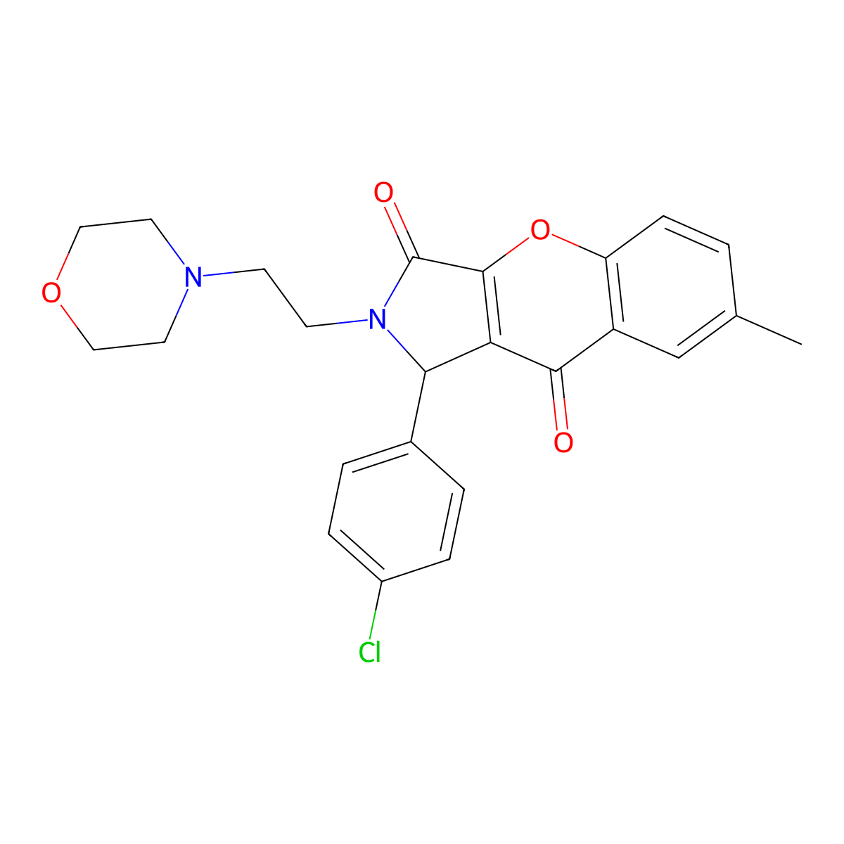 1-(4-Chlorophenyl)-7-methyl-2-(2-morpholinoethyl)-1,2-dihydrochromeno[2,3-c]pyrrole-3,9-dione molecular structure, CAS 634574-09-7