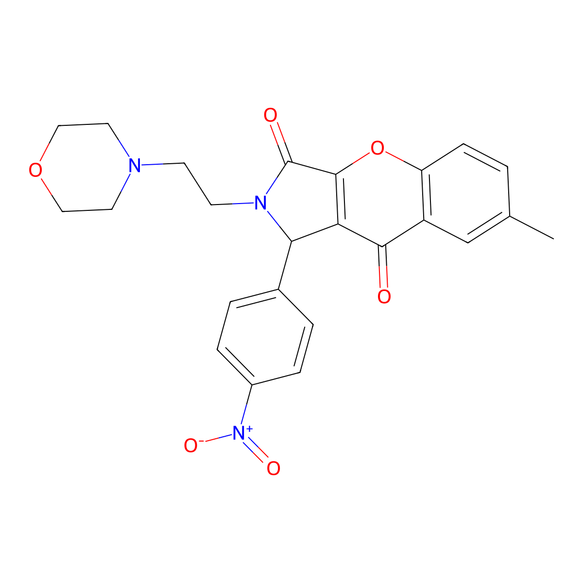 7-Methyl-2-(2-morpholinoethyl)-1-(4-nitrophenyl)-1,2-dihydrochromeno[2,3-c]pyrrole-3,9-dione molecular structure, CAS 634574-13-3