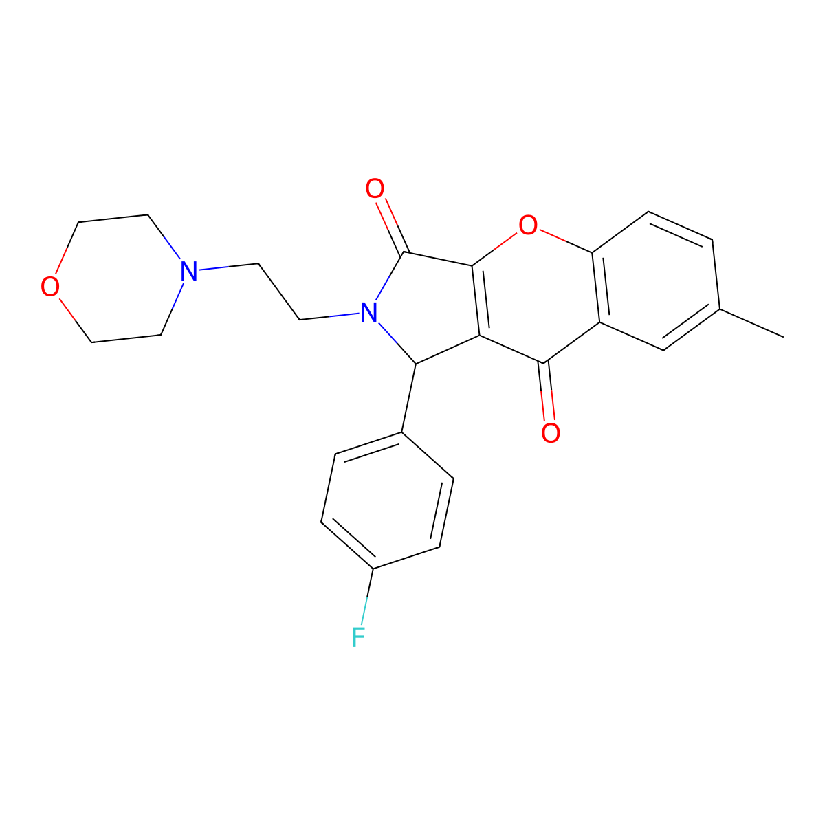 1-(4-Fluorophenyl)-7-methyl-2-(2-morpholinoethyl)-1,2-dihydrochromeno[2,3-c]pyrrole-3,9-dione molecular structure, CAS 634574-14-4