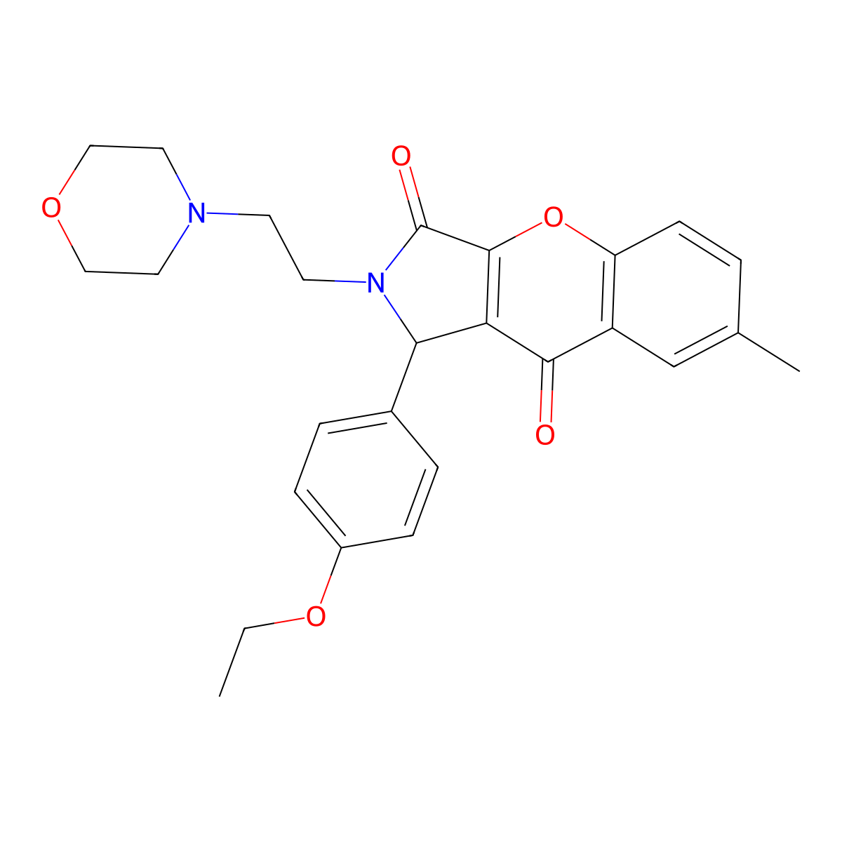 1-(4-Ethoxyphenyl)-7-methyl-2-(2-morpholinoethyl)-1,2-dihydrochromeno[2,3-c]pyrrole-3,9-dione molecular structure, CAS 634574-19-9