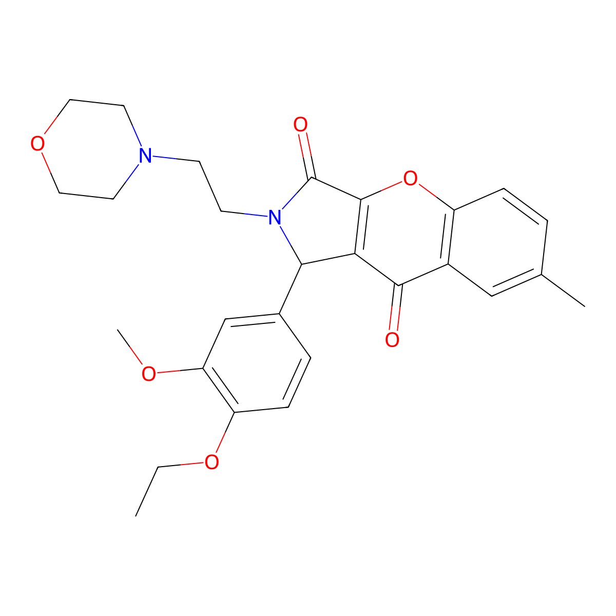 1-(4-Ethoxy-3-methoxyphenyl)-7-methyl-2-(2-morpholinoethyl)-1,2-dihydrochromeno[2,3-c]pyrrole-3,9-dione molecular structure, CAS 634574-20-2