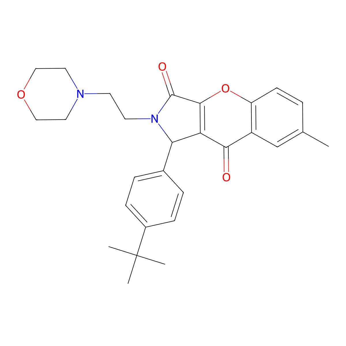 1-(4-(Tert-butyl)phenyl)-7-methyl-2-(2-morpholinoethyl)-1,2-dihydrochromeno[2,3-c]pyrrole-3,9-dione molecular structure, CAS 634574-21-3