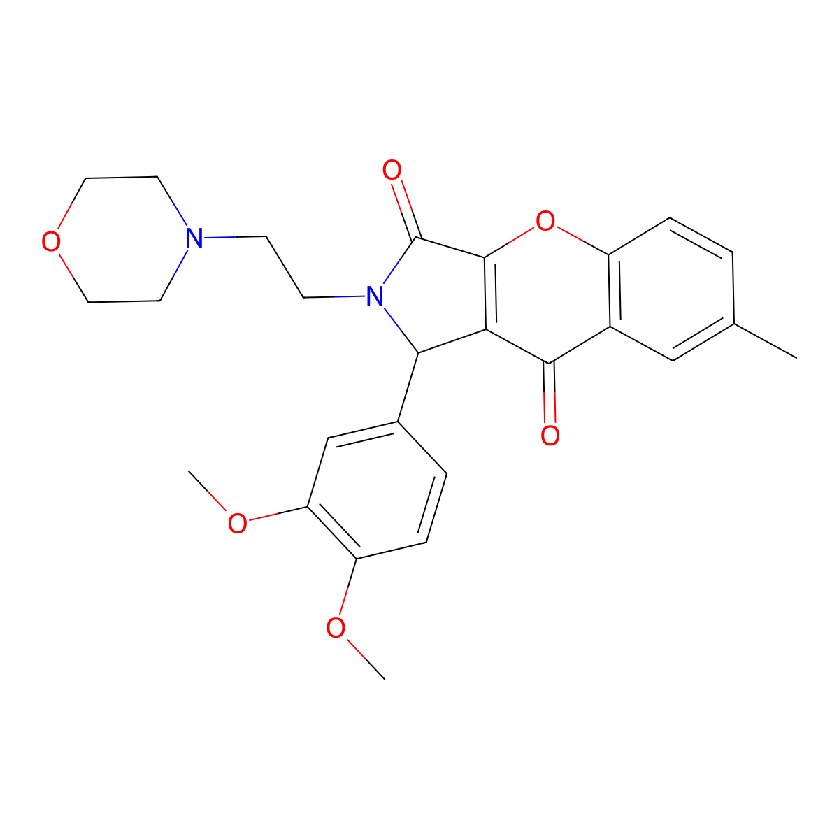 1-(3,4-Dimethoxyphenyl)-7-methyl-2-(2-morpholinoethyl)-1,2-dihydrochromeno[2,3-c]pyrrole-3,9-dione molecular structure, CAS 634574-22-4