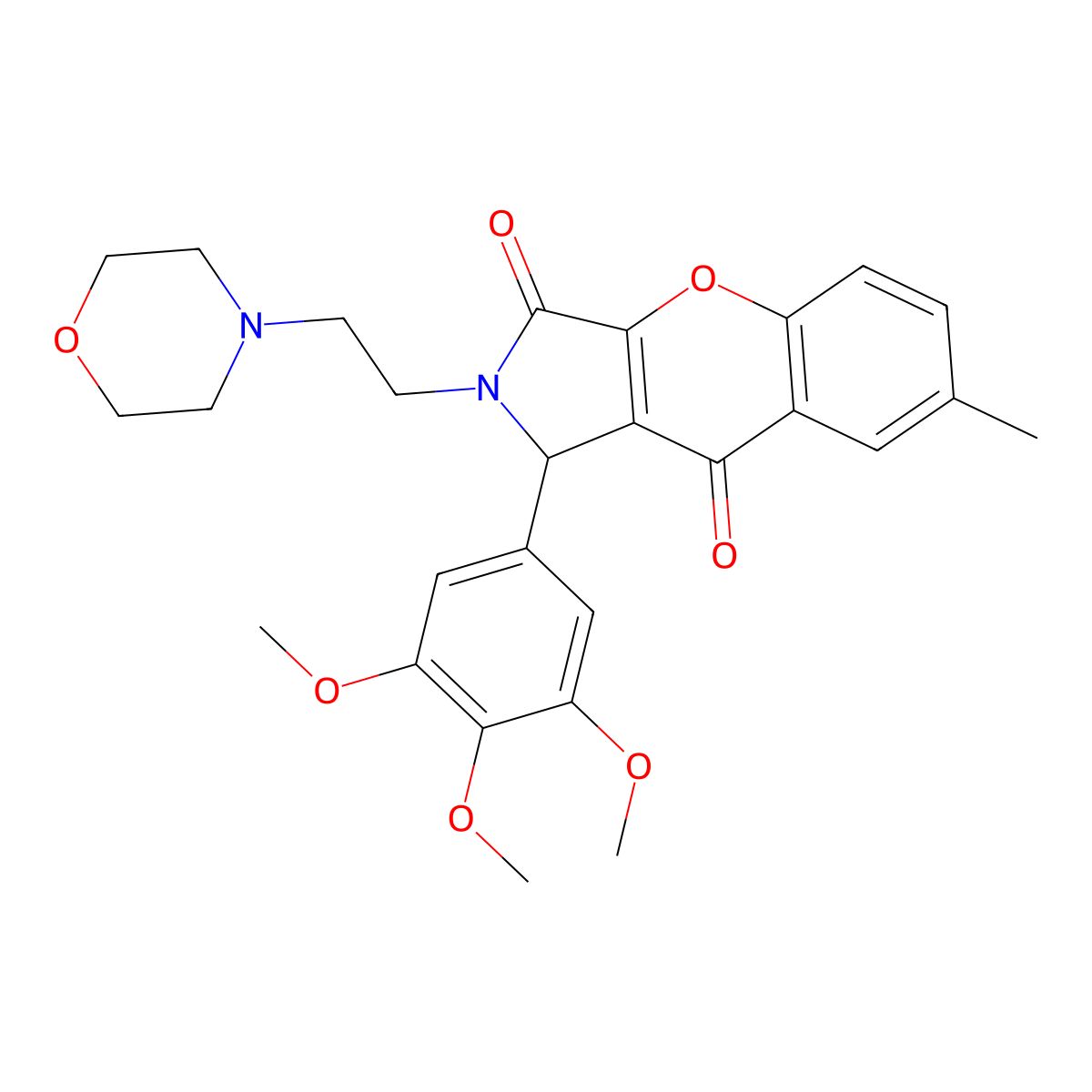 7-Methyl-2-(2-morpholinoethyl)-1-(3,4,5-trimethoxyphenyl)-1,2-dihydrochromeno[2,3-c]pyrrole-3,9-dione molecular structure, CAS 634574-27-9