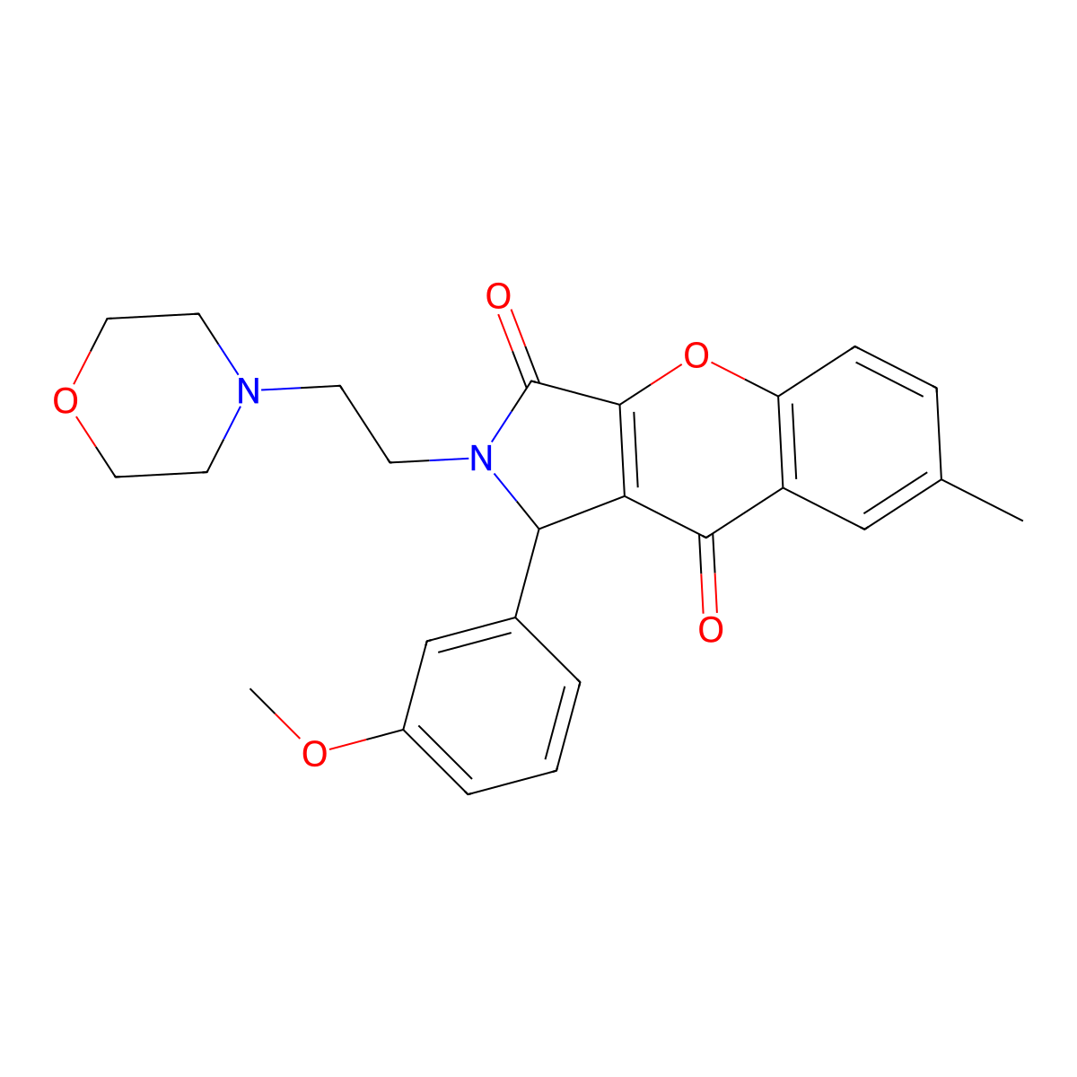 1-(3-Methoxyphenyl)-7-methyl-2-(2-morpholinoethyl)-1,2-dihydrochromeno[2,3-c]pyrrole-3,9-dione molecular structure, CAS 634574-28-0