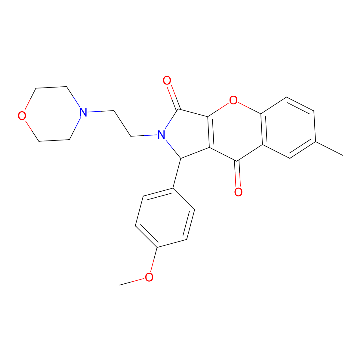 1-(4-Methoxyphenyl)-7-methyl-2-(2-morpholinoethyl)-1,2-dihydrochromeno[2,3-c]pyrrole-3,9-dione molecular structure, CAS 634574-38-2
