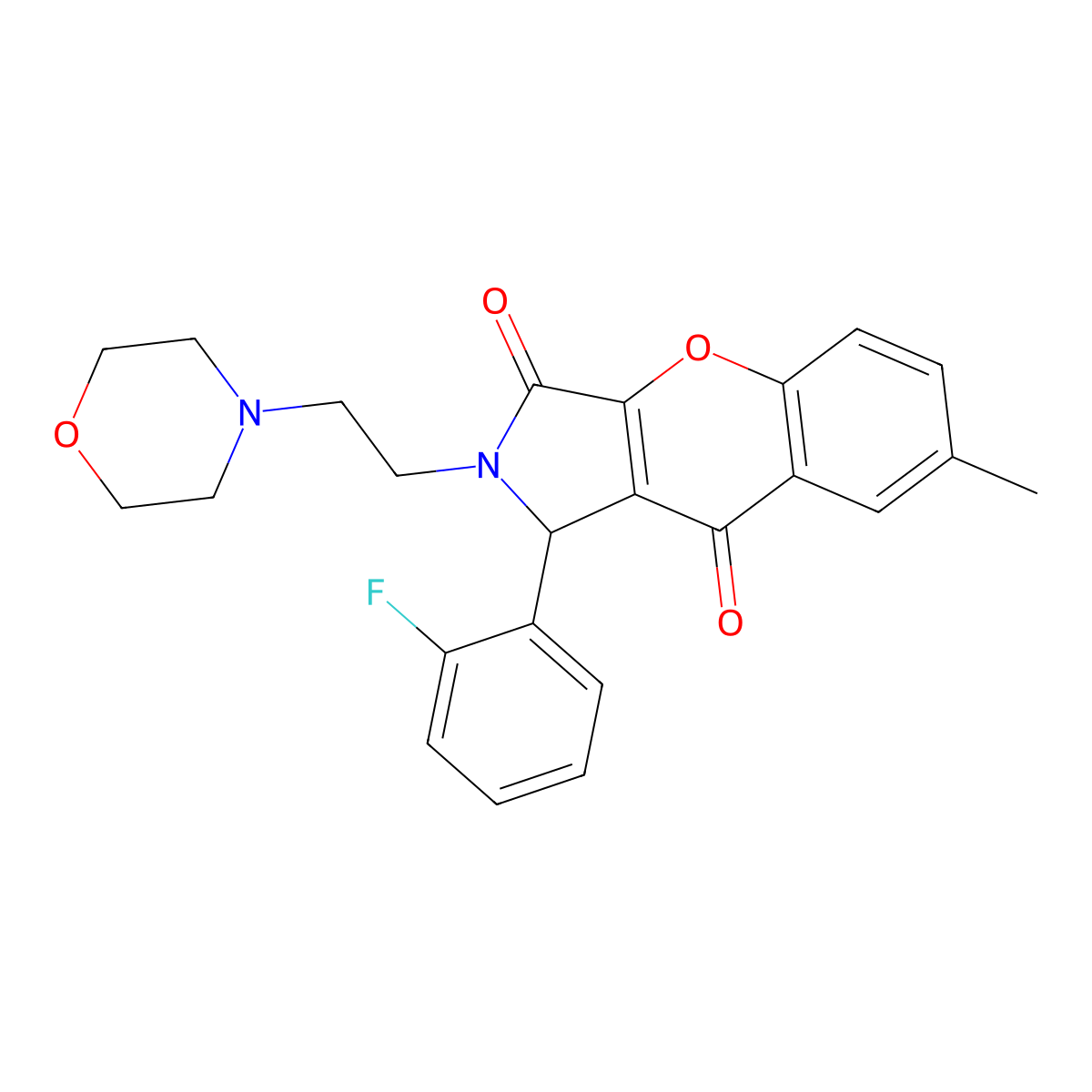 1-(2-Fluorophenyl)-7-methyl-2-(2-morpholinoethyl)-1,2-dihydrochromeno[2,3-c]pyrrole-3,9-dione molecular structure, CAS 634574-39-3