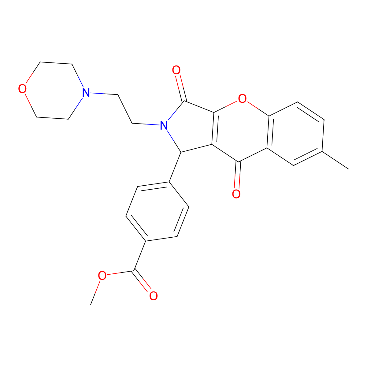 methyl 4-[7-methyl-2-(2-morpholin-4-ylethyl)-3,9-dioxo-1H-chromeno[2,3-c]pyrrol-1-yl]benzoate molecular structure, CAS 634574-40-6