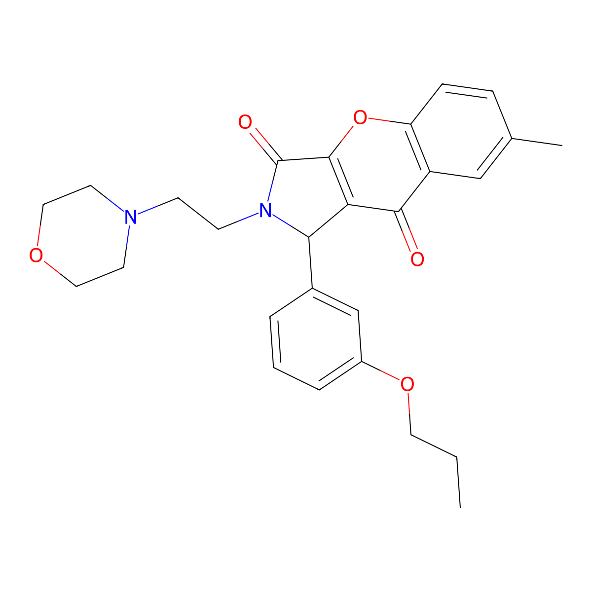 7-Methyl-2-(2-morpholinoethyl)-1-(3-propoxyphenyl)-1,2-dihydrochromeno[2,3-c]pyrrole-3,9-dione molecular structure, CAS 634574-43-9