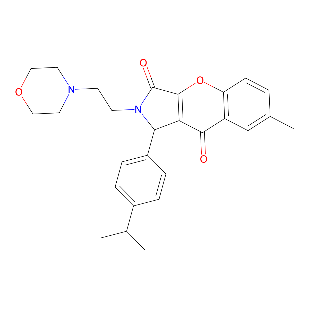 1-(4-Isopropylphenyl)-7-methyl-2-(2-morpholinoethyl)-1,2-dihydrochromeno[2,3-c]pyrrole-3,9-dione molecular structure, CAS 634574-58-6