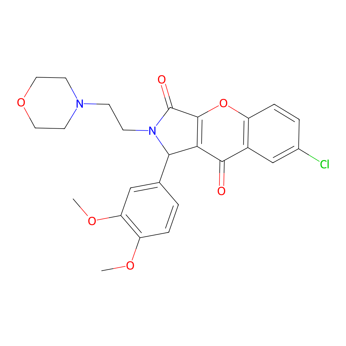 7-Chloro-1-(3,4-dimethoxyphenyl)-2-(2-morpholinoethyl)-1,2-dihydrochromeno[2,3-c]pyrrole-3,9-dione molecular structure, CAS 634574-78-0