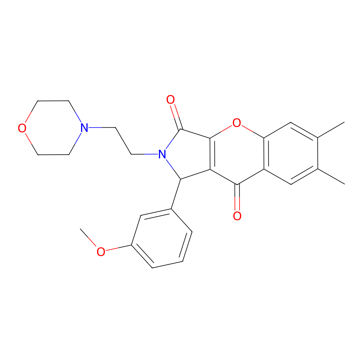 1-(3-Methoxyphenyl)-6,7-dimethyl-2-(2-morpholinoethyl)-1,2-dihydrochromeno[2,3-c]pyrrole-3,9-dione molecular structure, CAS 634575-96-5