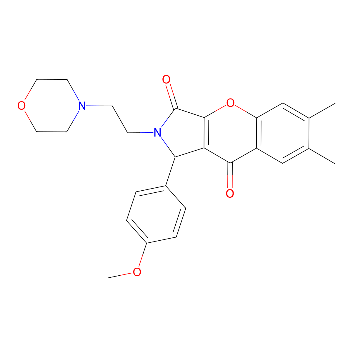 1-(4-Methoxyphenyl)-6,7-dimethyl-2-(2-morpholinoethyl)-1,2-dihydrochromeno[2,3-c]pyrrole-3,9-dione molecular structure, CAS 634576-06-0