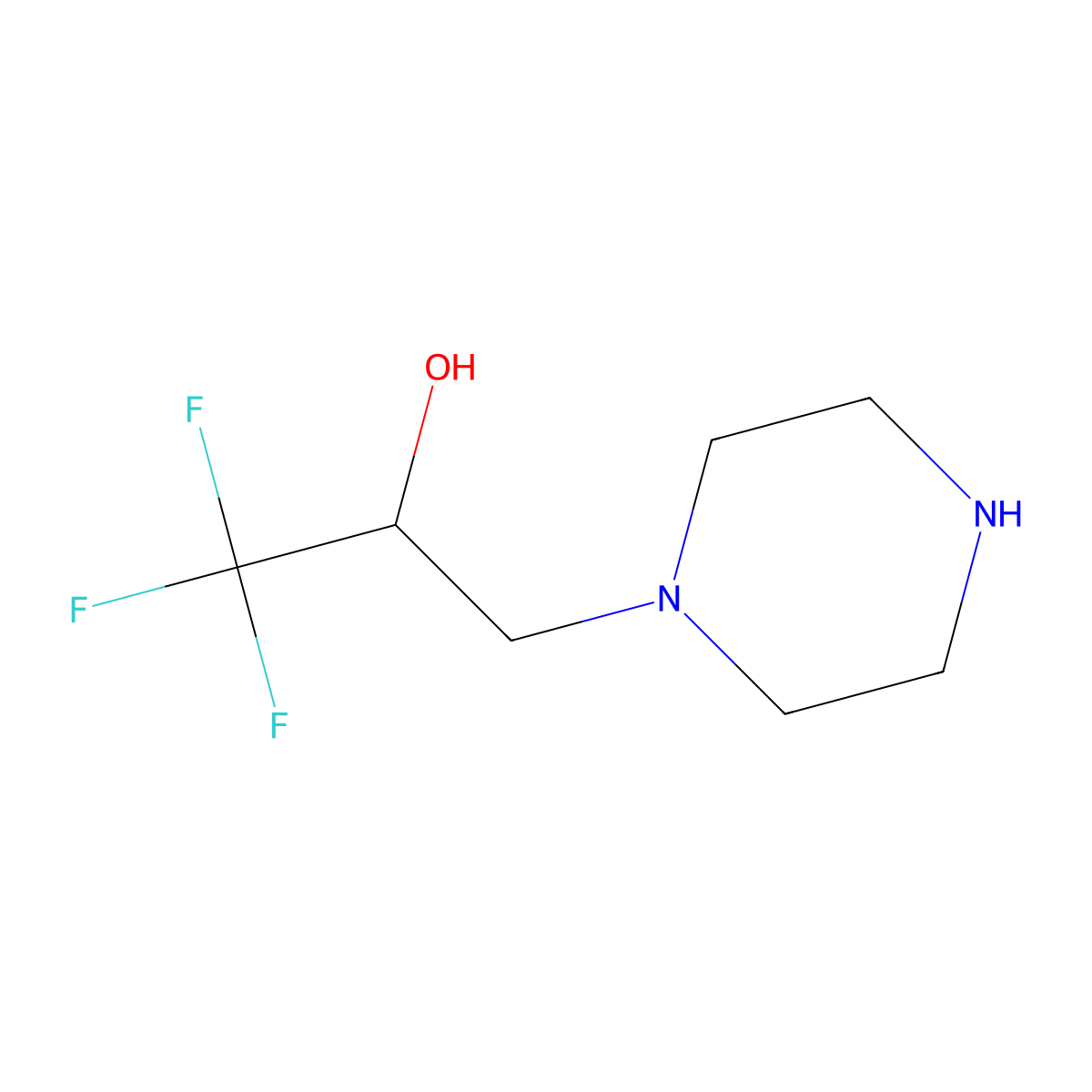 1,1,1-Trifluoro-3-(piperazin-1-yl)propan-2-ol molecular structure, CAS 634576-49-1