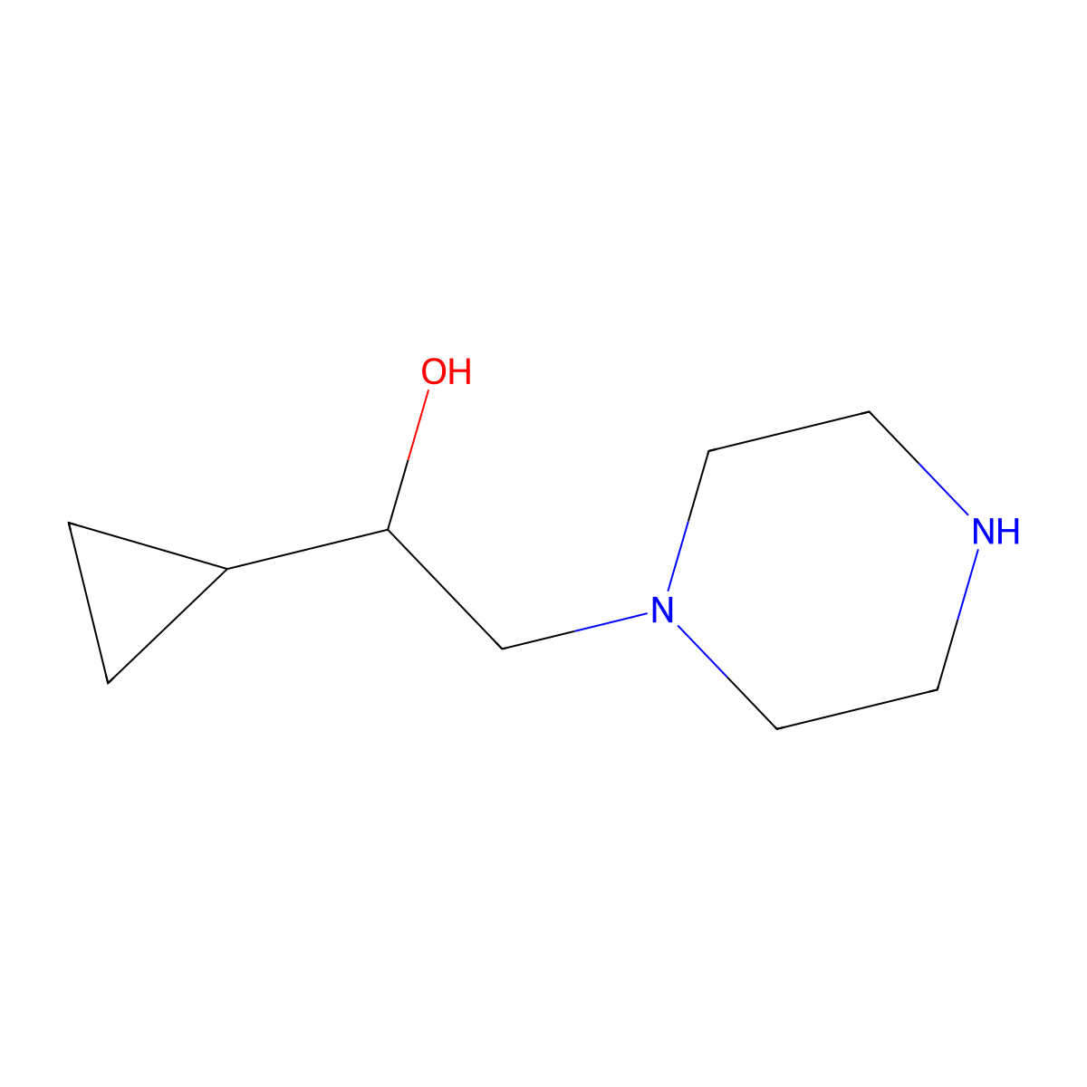 1-Cyclopropyl-2-(piperazin-1-yl)ethan-1-ol molecular structure, CAS 634576-52-6