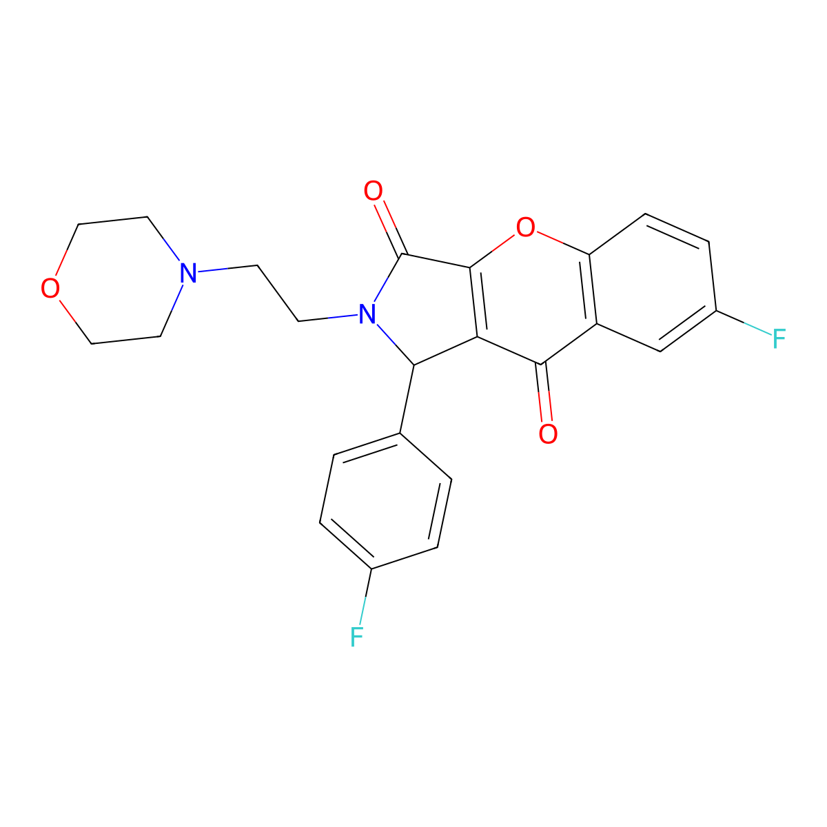 7-Fluoro-1-(4-fluorophenyl)-2-(2-morpholinoethyl)-1,2-dihydrochromeno[2,3-c]pyrrole-3,9-dione molecular structure, CAS 634577-03-0