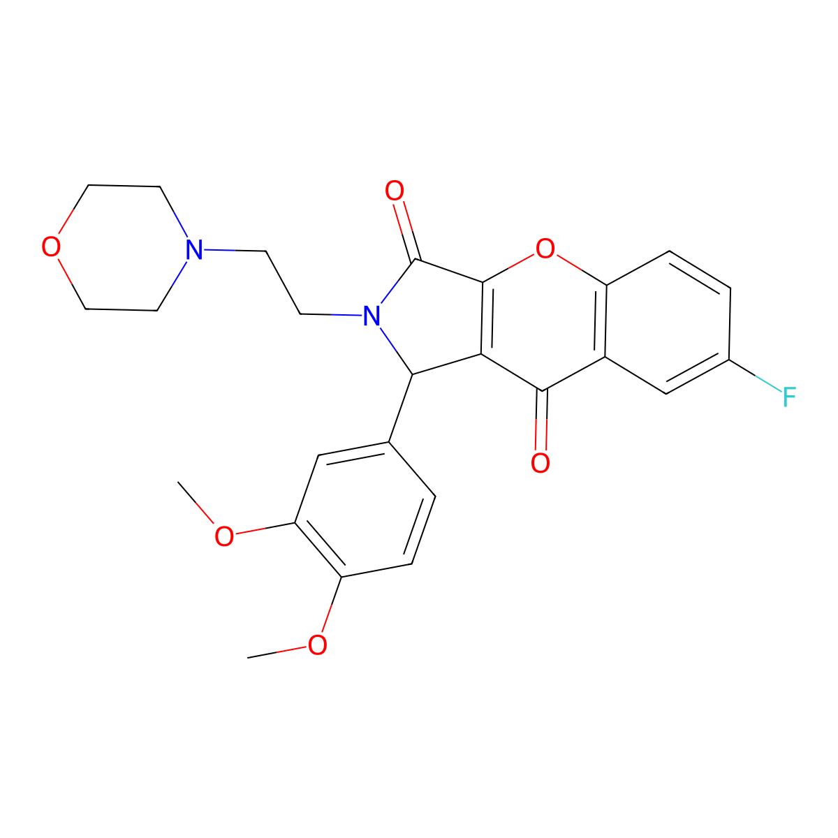 1-(3,4-Dimethoxyphenyl)-7-fluoro-2-(2-morpholinoethyl)-1,2-dihydrochromeno[2,3-c]pyrrole-3,9-dione molecular structure, CAS 634577-11-0