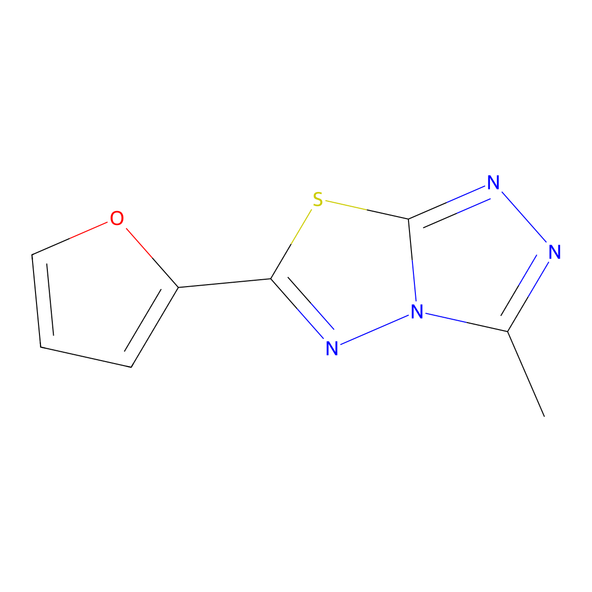 6-(Furan-2-yl)-3-methyl-[1,2,4]triazolo[3,4-b][1,3,4]thiadiazole molecular structure, CAS 634577-54-1