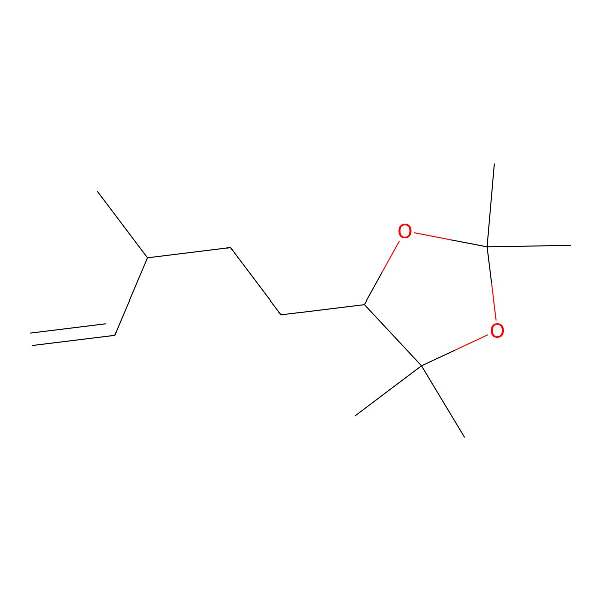 2,2,4,4-Tetramethyl-5-(3-methylpent-4-en-1-yl)-1,3-dioxolane molecular structure, CAS 634592-52-2