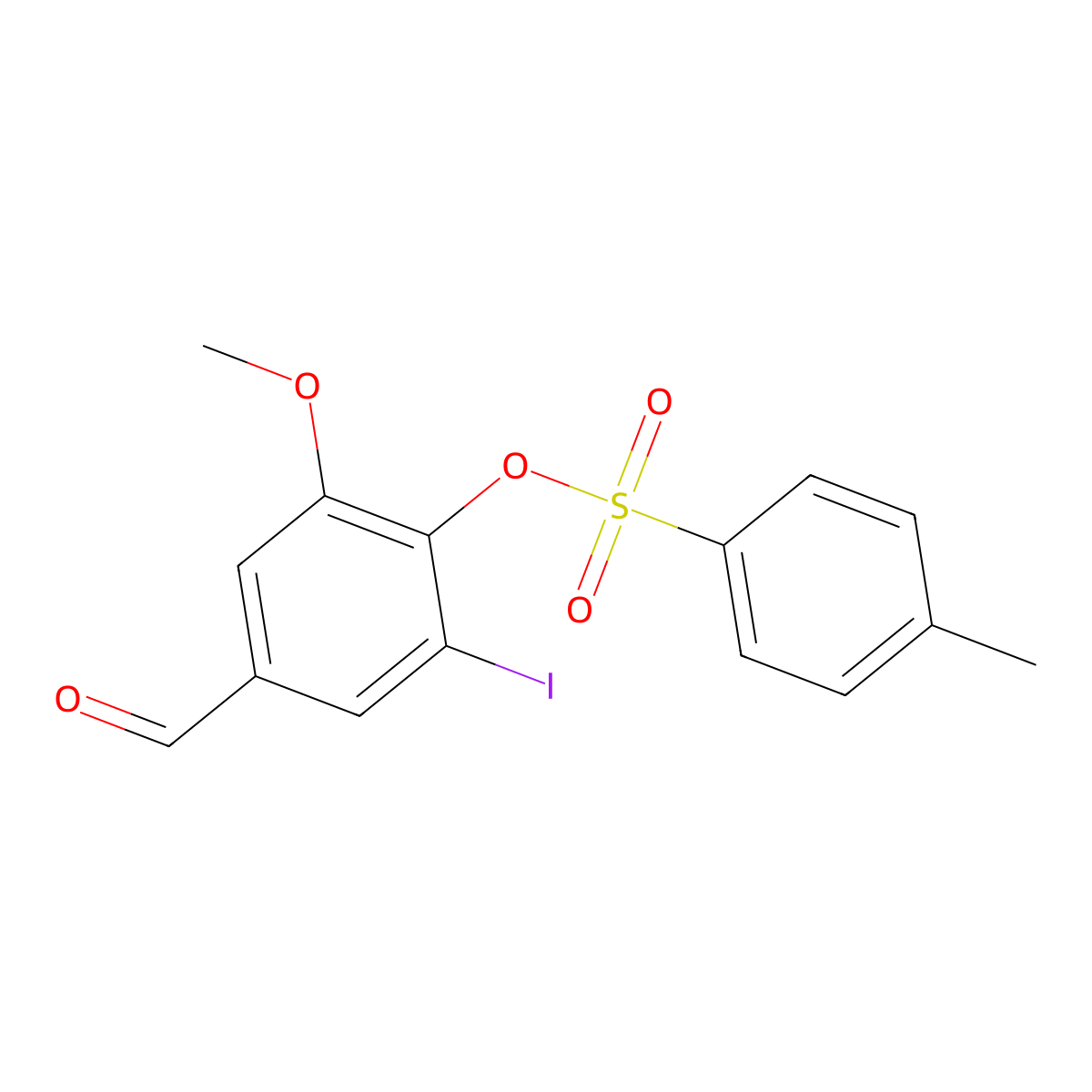 4-Formyl-2-iodo-6-methoxyphenyl 4-methylbenzenesulfonate molecular structure, CAS 634592-87-3