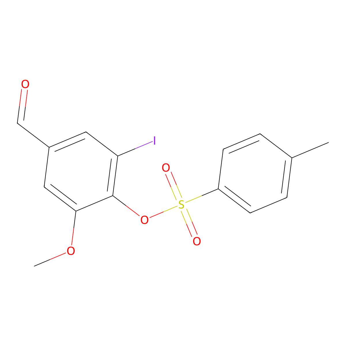 4-Formyl-2-iodo-6-methoxyphenyl 4-methylbenzenesulfonate molecular structure, CAS 634592-87-3