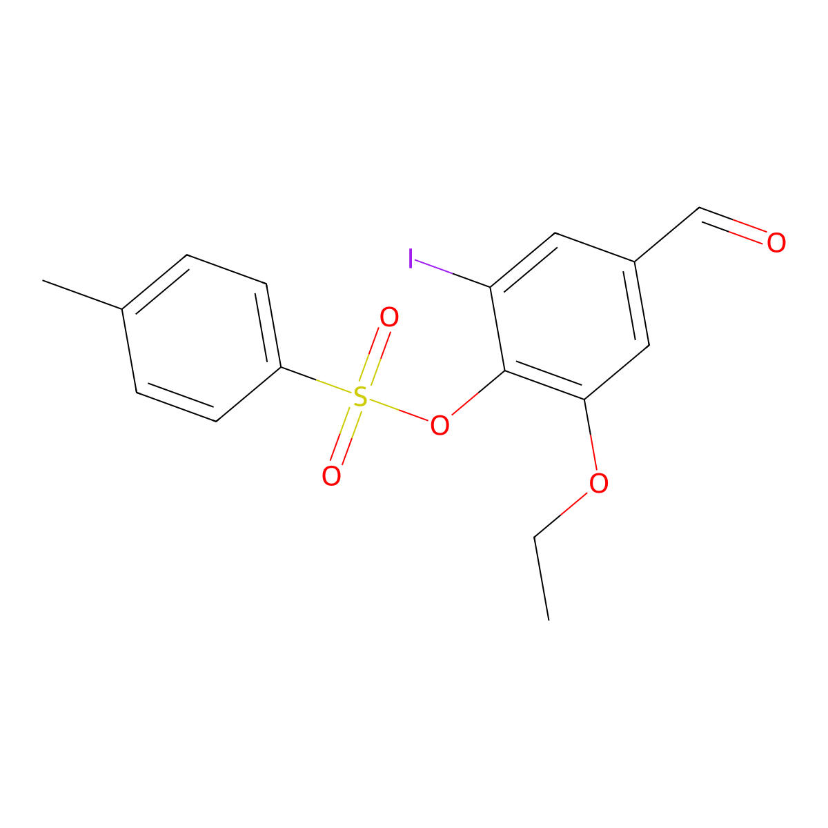 2-Ethoxy-4-formyl-6-iodophenyl 4-methylbenzenesulfonate molecular structure, CAS 634592-88-4