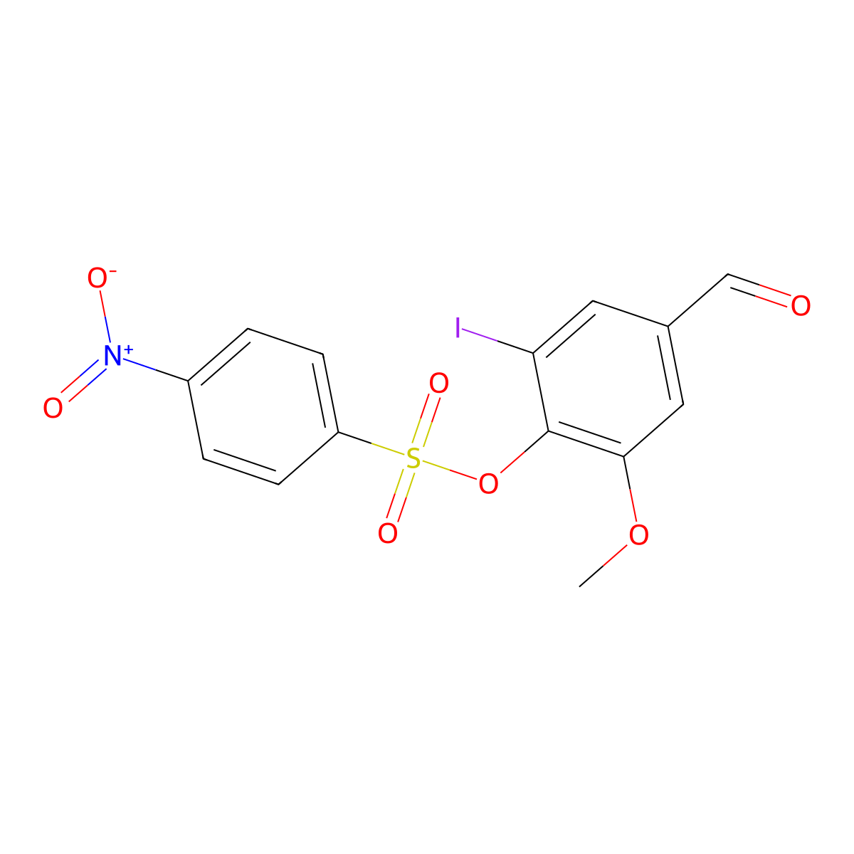 4-Formyl-2-iodo-6-methoxyphenyl 4-nitrobenzenesulfonate molecular structure, CAS 634592-89-5