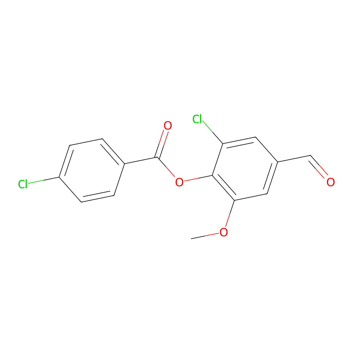 2-Chloro-4-formyl-6-methoxyphenyl 4-chlorobenzoate molecular structure, CAS 634593-09-2