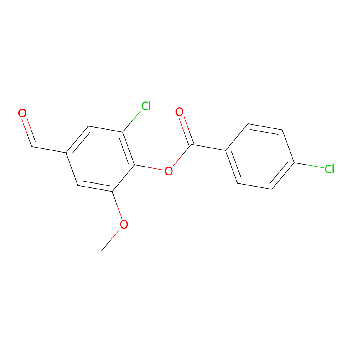 2-Chloro-4-formyl-6-methoxyphenyl 4-chlorobenzoate molecular structure, CAS 634593-09-2