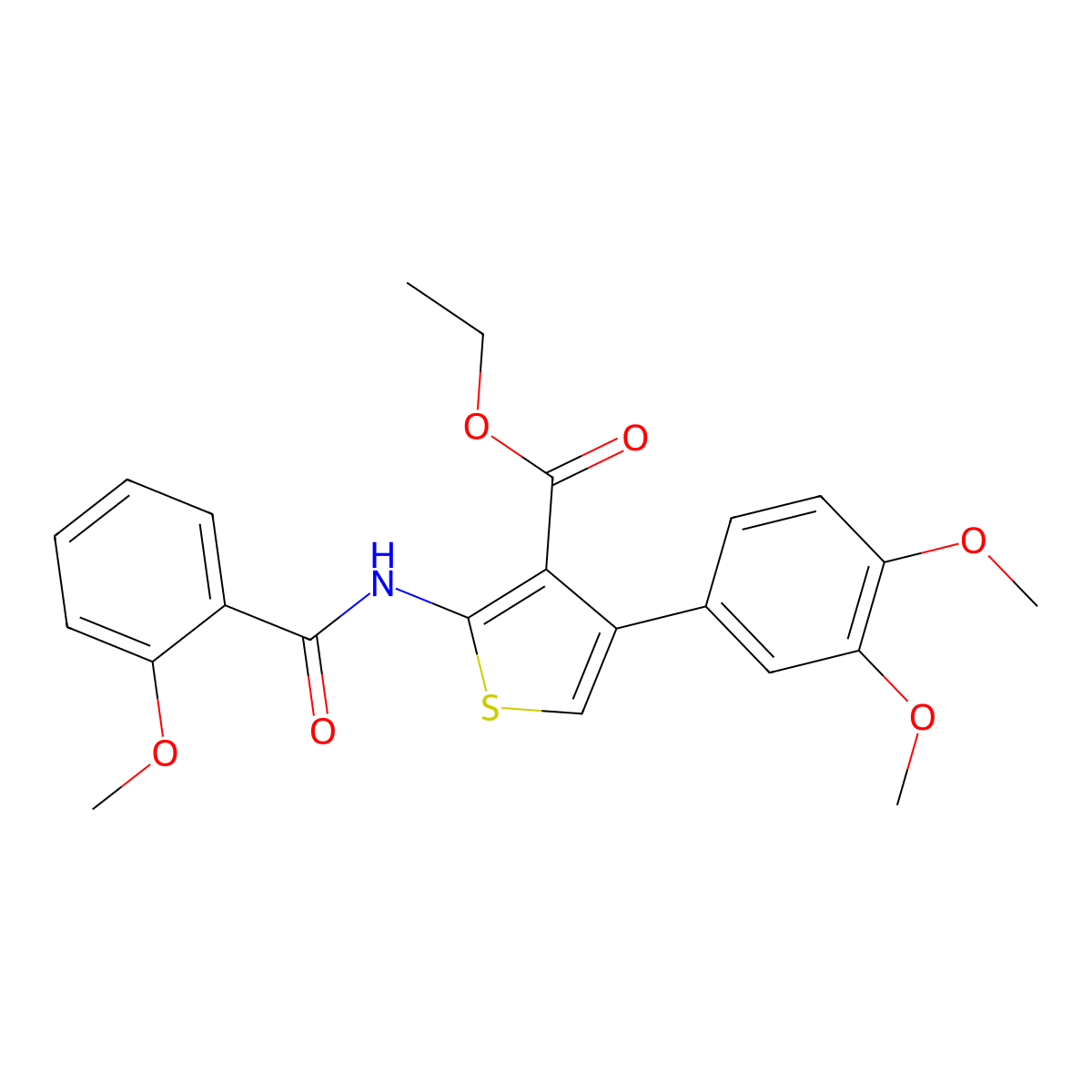 Ethyl 4-(3,4-dimethoxyphenyl)-2-[(2-methoxybenzoyl)amino]thiophene-3-carboxylate molecular structure, CAS 634593-23-0