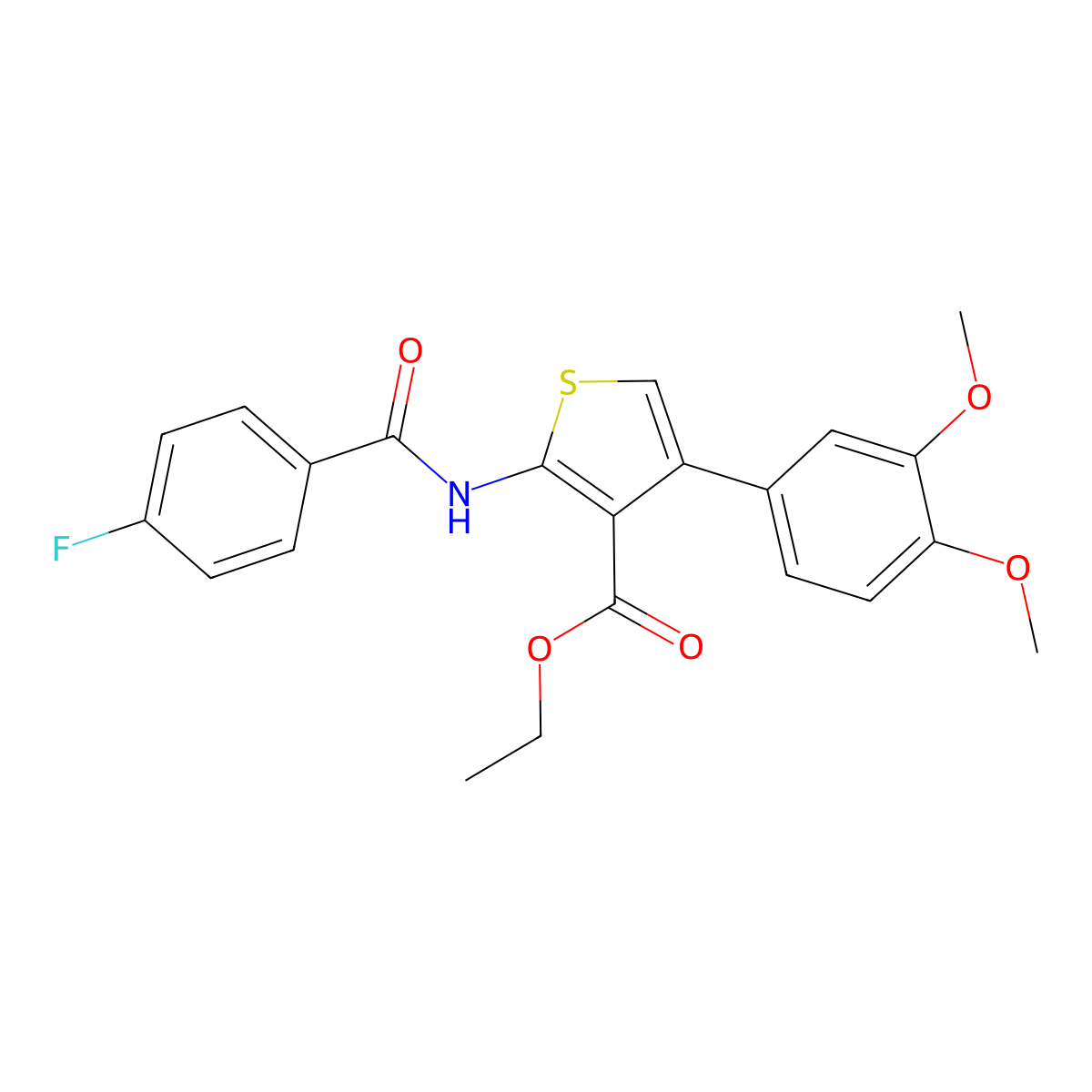 Ethyl 4-(3,4-dimethoxyphenyl)-2-(4-fluorobenzamido)thiophene-3-carboxylate molecular structure, CAS 634593-25-2