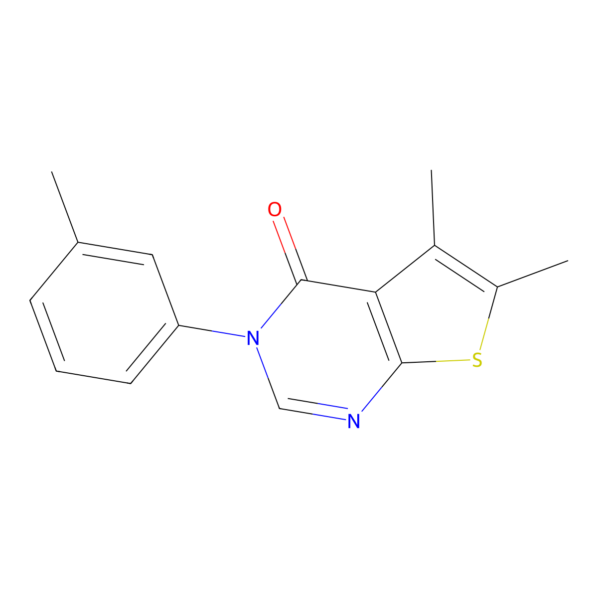 5,6-Dimethyl-3-(3-methylphenyl)thieno[2,3-d]pyrimidin-4-one molecular structure, CAS 634593-52-5